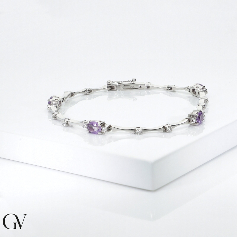 750 white gold amethyst and diamonds bracelet 750 white gold amethyst and diamonds bracelet