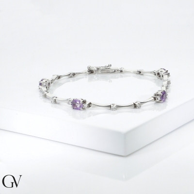 750 white gold amethyst and diamonds bracelet