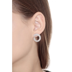 Hoop earrings in white gold 18k with double row of diamonds 2