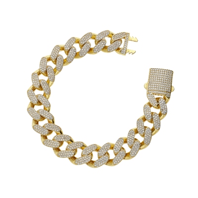 Zircons men iced out chain in yellow gold 18k