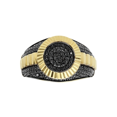 750 yellow gold black zircons ring