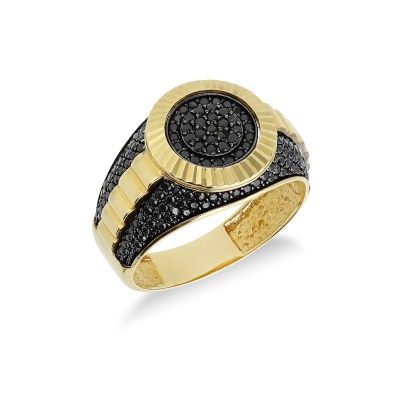 750 yellow gold black zircons ring