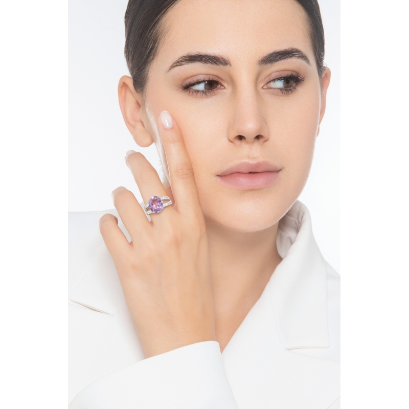 Amethyst and diamond ring band ring Amethyst and diamond ring band ring