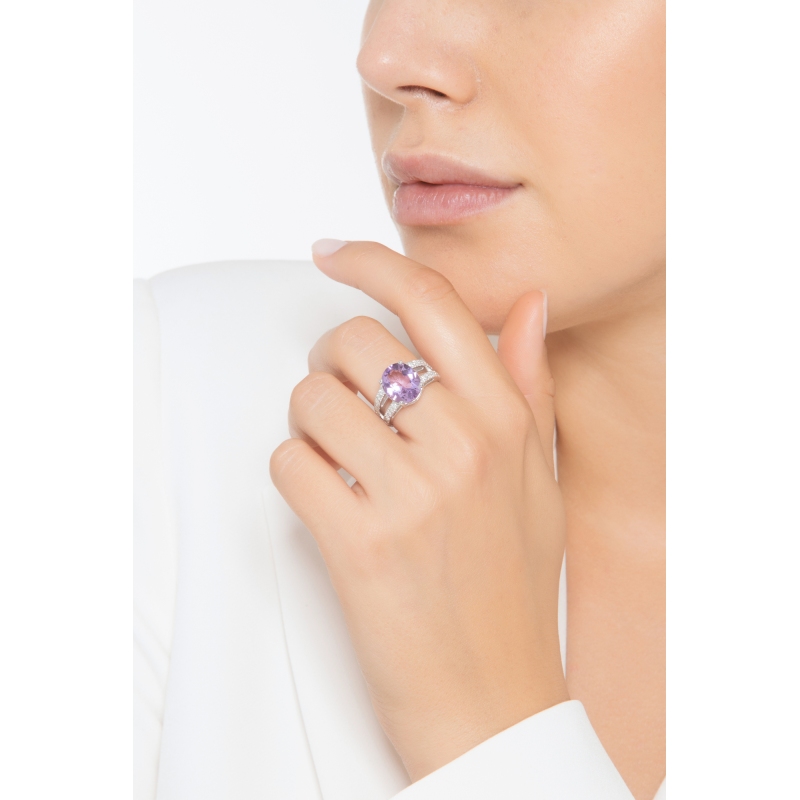 Amethyst and diamond ring band ring Amethyst and diamond ring band ring