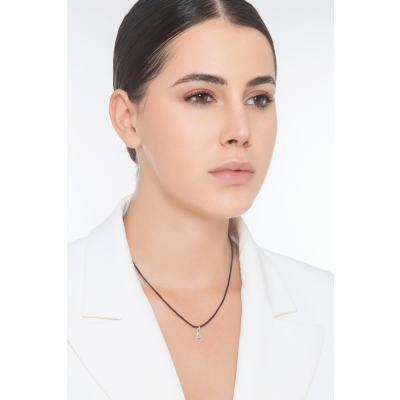 Pendant with initial letter A in capital letters in 18k white gold