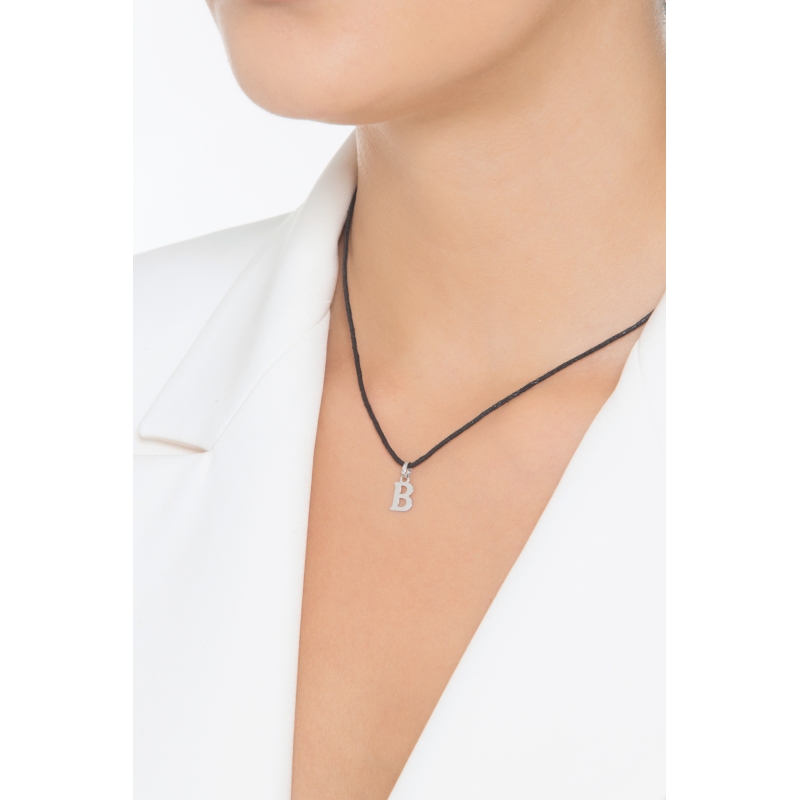 Pendant with initial letter B in uppercase in 18k white gold
