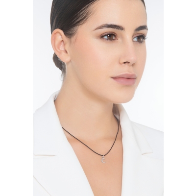 Pendant with initial letter C in uppercase in 18k white gold