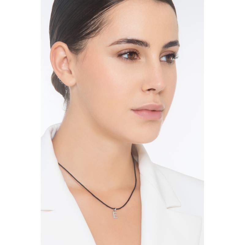 Pendant with initial letter E in capital letters in 18k white gold Pendant with initial letter E in capital letters in 18k white gold