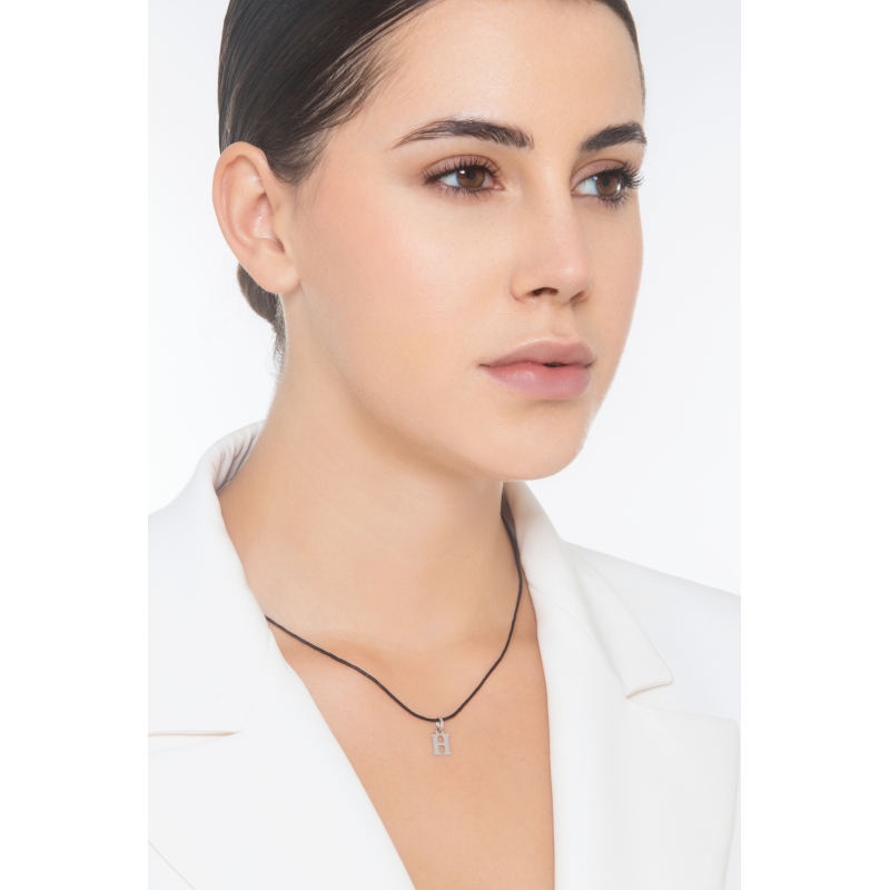 Pendant with initial letter H in uppercase in 18k white gold Pendant with initial letter H in uppercase in 18k white gold