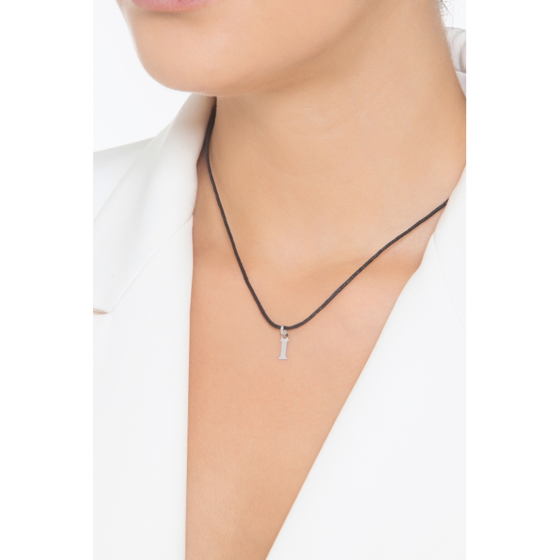 Pendant with initial letter I in capital letters in 18k white gold Pendant with initial letter I in capital letters in 18k white gold
