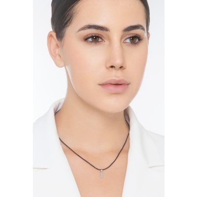 Pendant with initial letter J in uppercase in 18k white gold