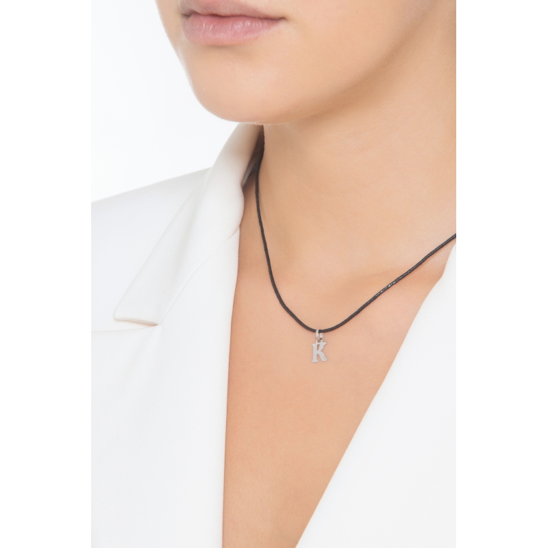Pendant with initial letter K in capital letters in 18k white gold Pendant with initial letter K in capital letters in 18k white gold