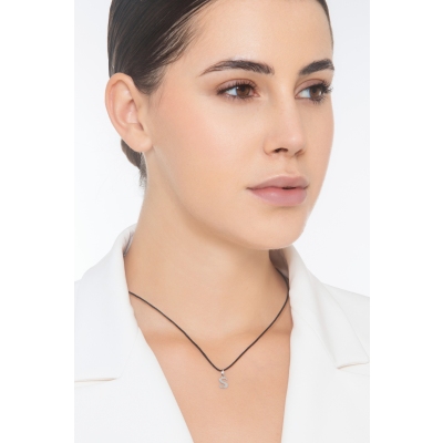 Pendant with initial letter S uppercase in 18k white gold