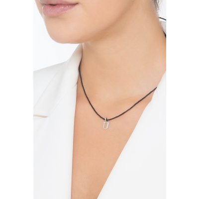 Pendant with initial letter U uppercase in 18k white gold