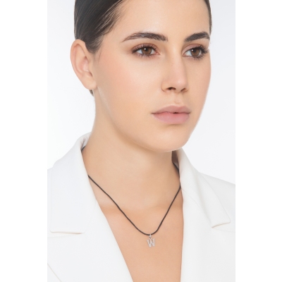 Pendant with initial letter W uppercase in 18k white gold