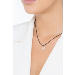 Pendant with initial letter W uppercase in 18k white gold 2