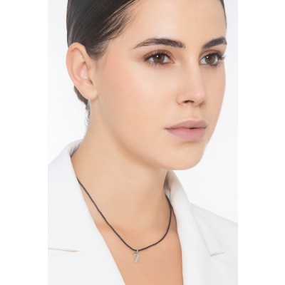 Pendant with initial letter X capital letters in 18k white gold