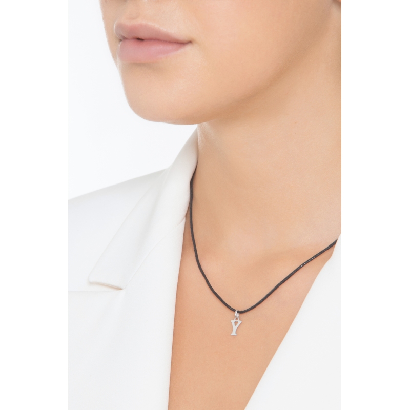 Pendant with initial letter Y in capital letters in 18k white gold Pendant with initial letter Y in capital letters in 18k white gold