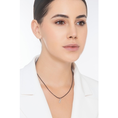 Pendant with initial letter Z uppercase in 18k white gold