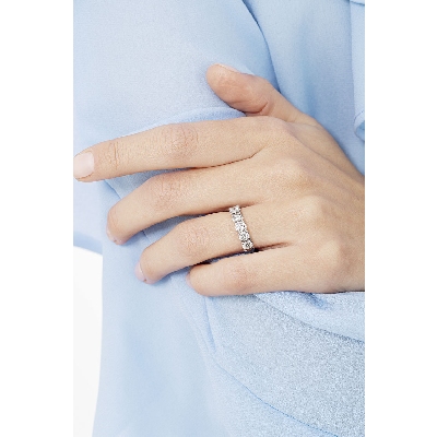 White gold 18k 5 diamonds half eternity ring ct 1,25 