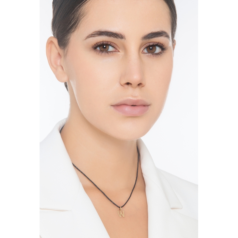 Pendant with initial letter W in uppercase in 18k yellow gold Pendant with initial letter W in uppercase in 18k yellow gold
