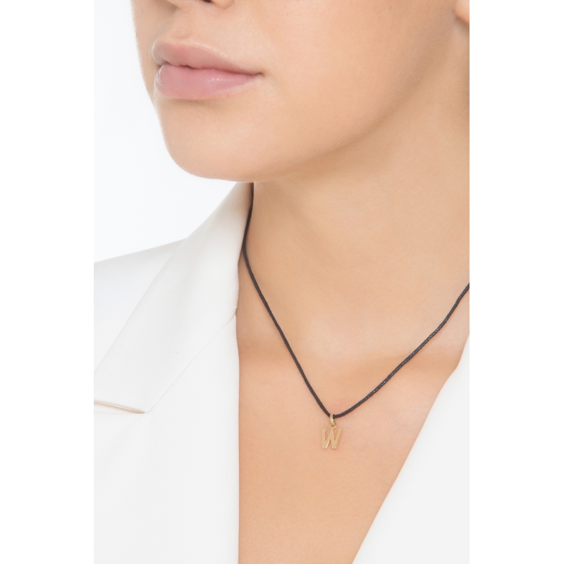 Pendant with initial letter W in uppercase in 18k yellow gold Pendant with initial letter W in uppercase in 18k yellow gold