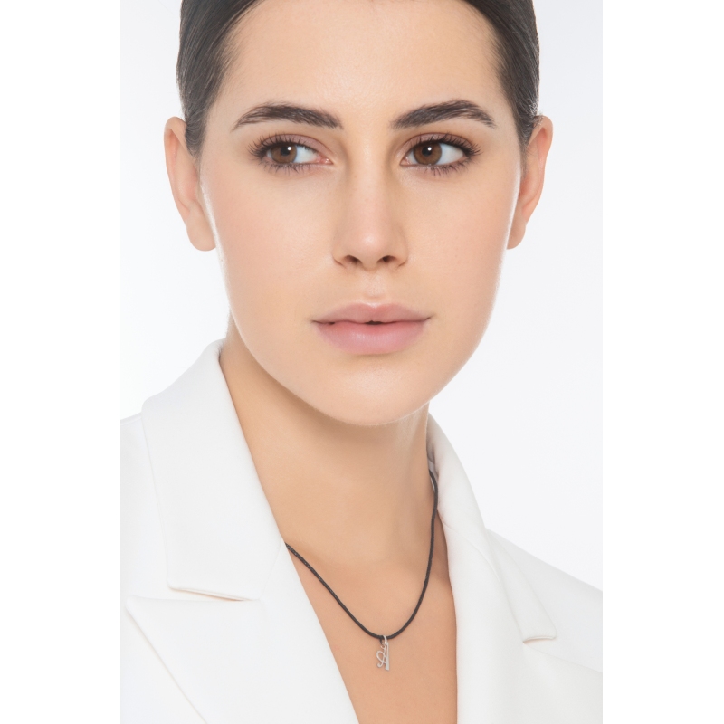 Pendant with initial letter A in italic in 18k white gold