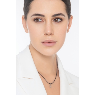 Pendant with initial letter A in italic in 18k white gold