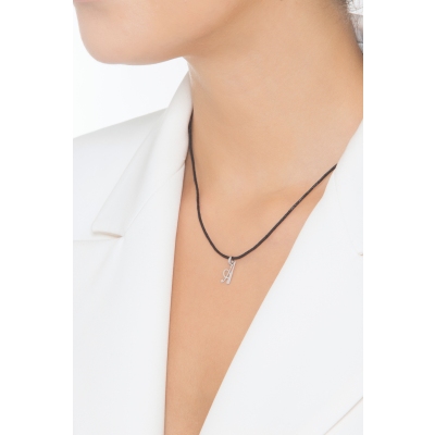 Pendant with initial letter A in italic in 18k white gold