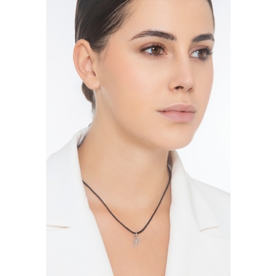 Pendant with initial letter B in italic in 18k white gold