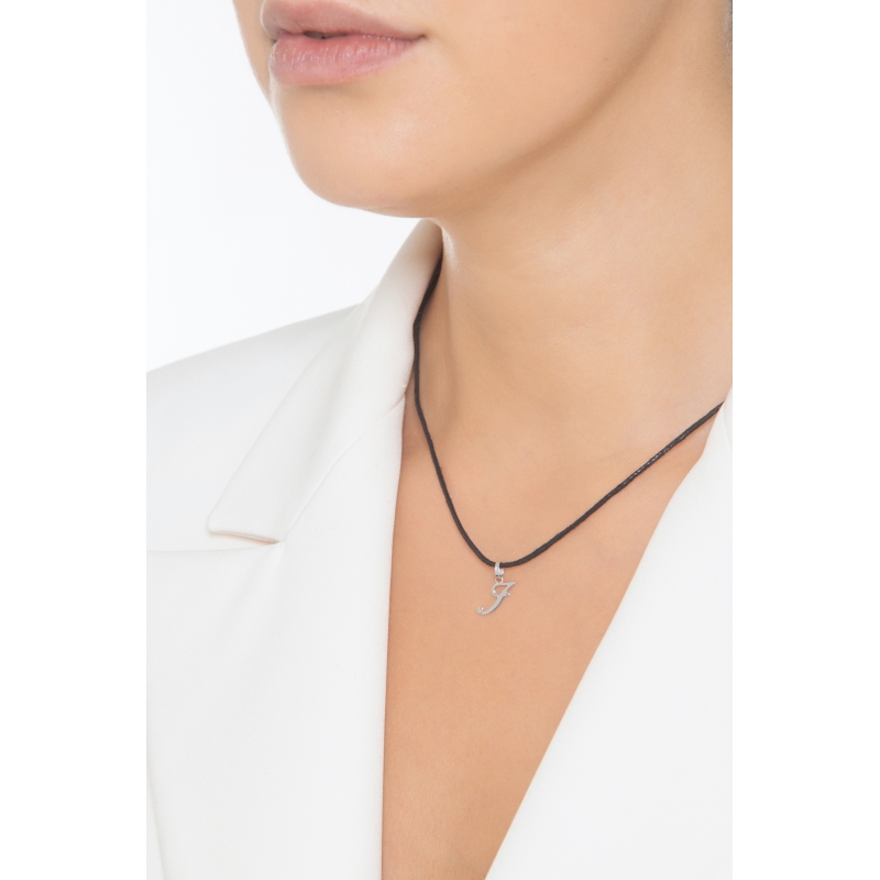 Pendant with initial letter I in italic in 18k white gold Pendant with initial letter I in italic in 18k white gold