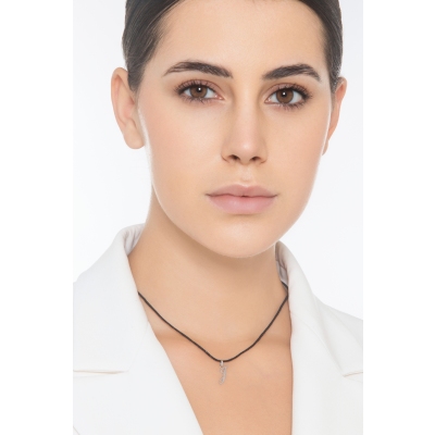 Pendant with initial letter J in italic in 18k white gold