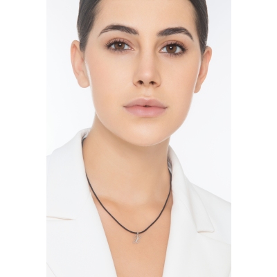 Pendant with initial letter X in italic in 18k white gold