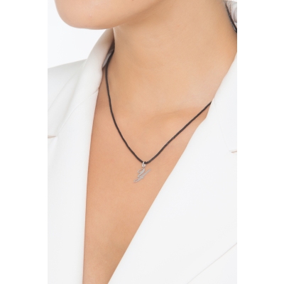 Pendant with initial letter Y in italic in 18k white gold