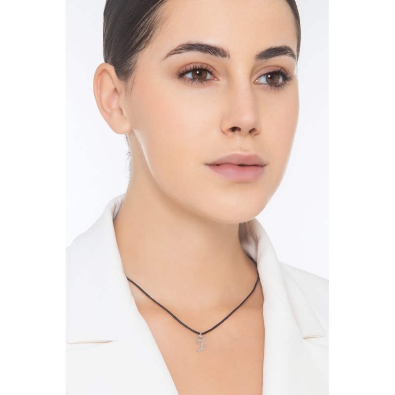 Pendant with initial letter Z in italic in 18k white gold Pendant with initial letter Z in italic in 18k white gold