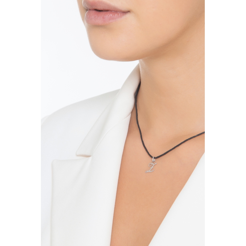 Pendant with initial letter Z in italic in 18k white gold Pendant with initial letter Z in italic in 18k white gold