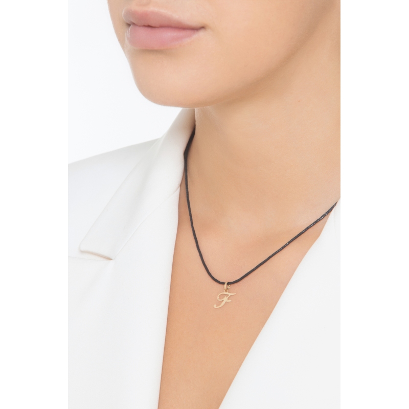 Pendant with initial letter F in italic in 18k yellow gold Pendant with initial letter F in italic in 18k yellow gold