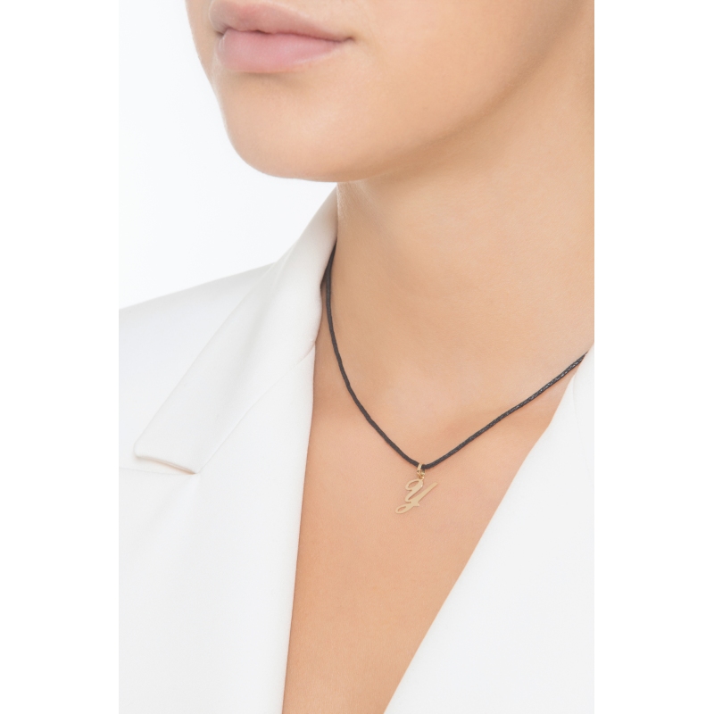 Pendant with initial letter Y in italic in 18k yellow gold Pendant with initial letter Y in italic in 18k yellow gold