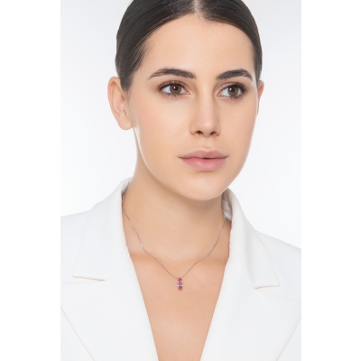 Necklace in 18k white gold with rubies and diamonds
