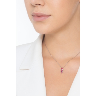 Necklace in 18k white gold with rubies and diamonds