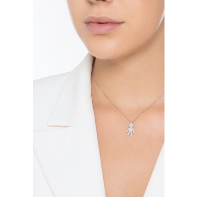 Kid diamonds necklace in white gold 750
