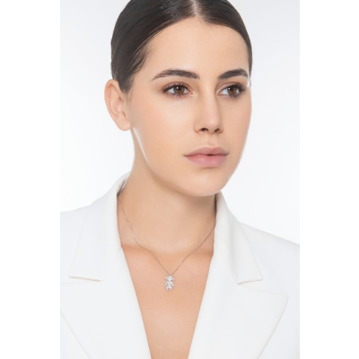 18k white gold necklace with little girl pendant in diamonds