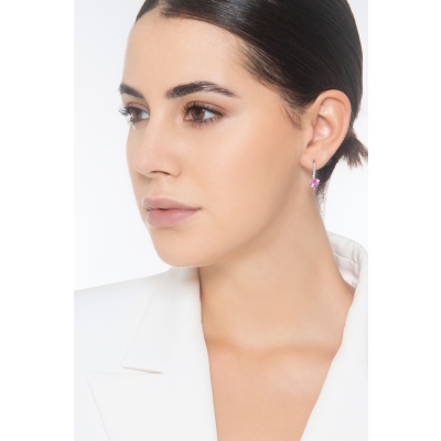 Pink sapphire and diamonds earrings in white gold 18k