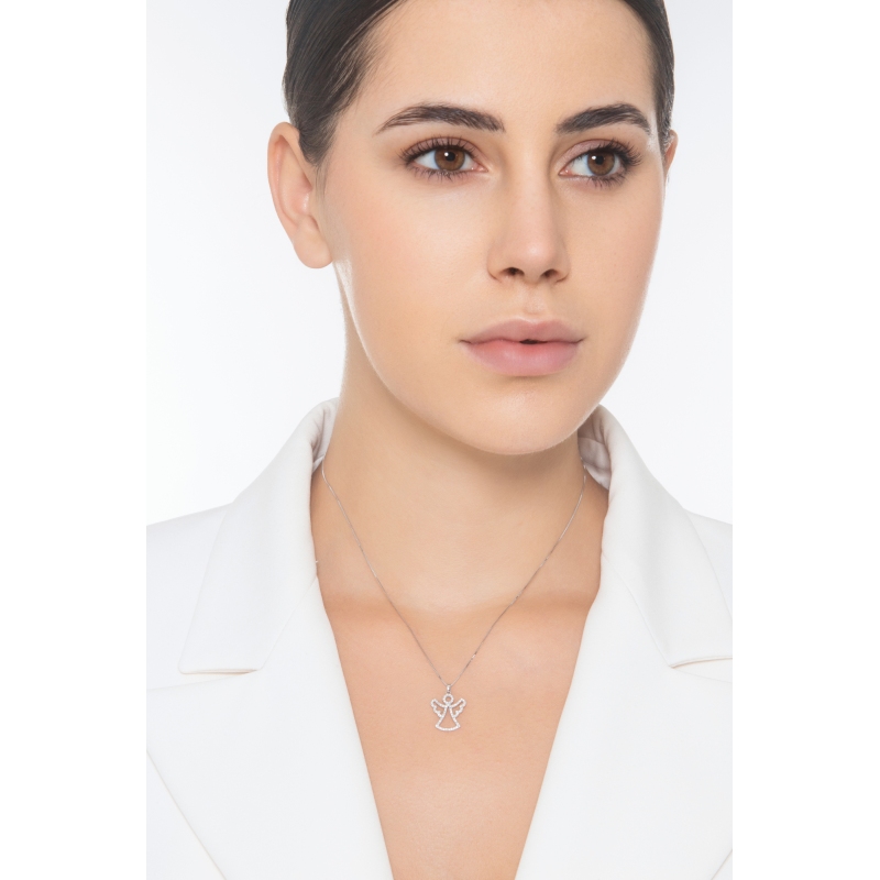 Guardian angel necklace in white gold and diamonds  Guardian angel necklace in white gold and diamonds