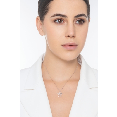 Guardian angel necklace in white gold and diamonds 