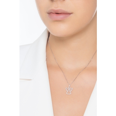 Guardian angel necklace in white gold and diamonds 