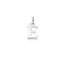 Pendant with initial letter E in capital letters in 18k white gold