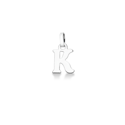 Pendant with initial letter K in capital letters in 18k white gold