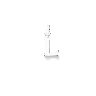 Pendant with initial letter L in uppercase in 18k white gold