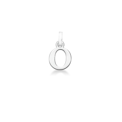 Pendant with initial letter O in uppercase in 18k white gold